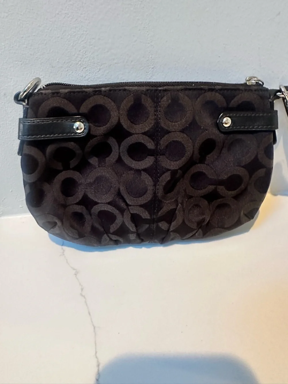 Coach Op Art Black Signature Jacquard wristlet or mini bag with hang tag - Picture 5 of 10